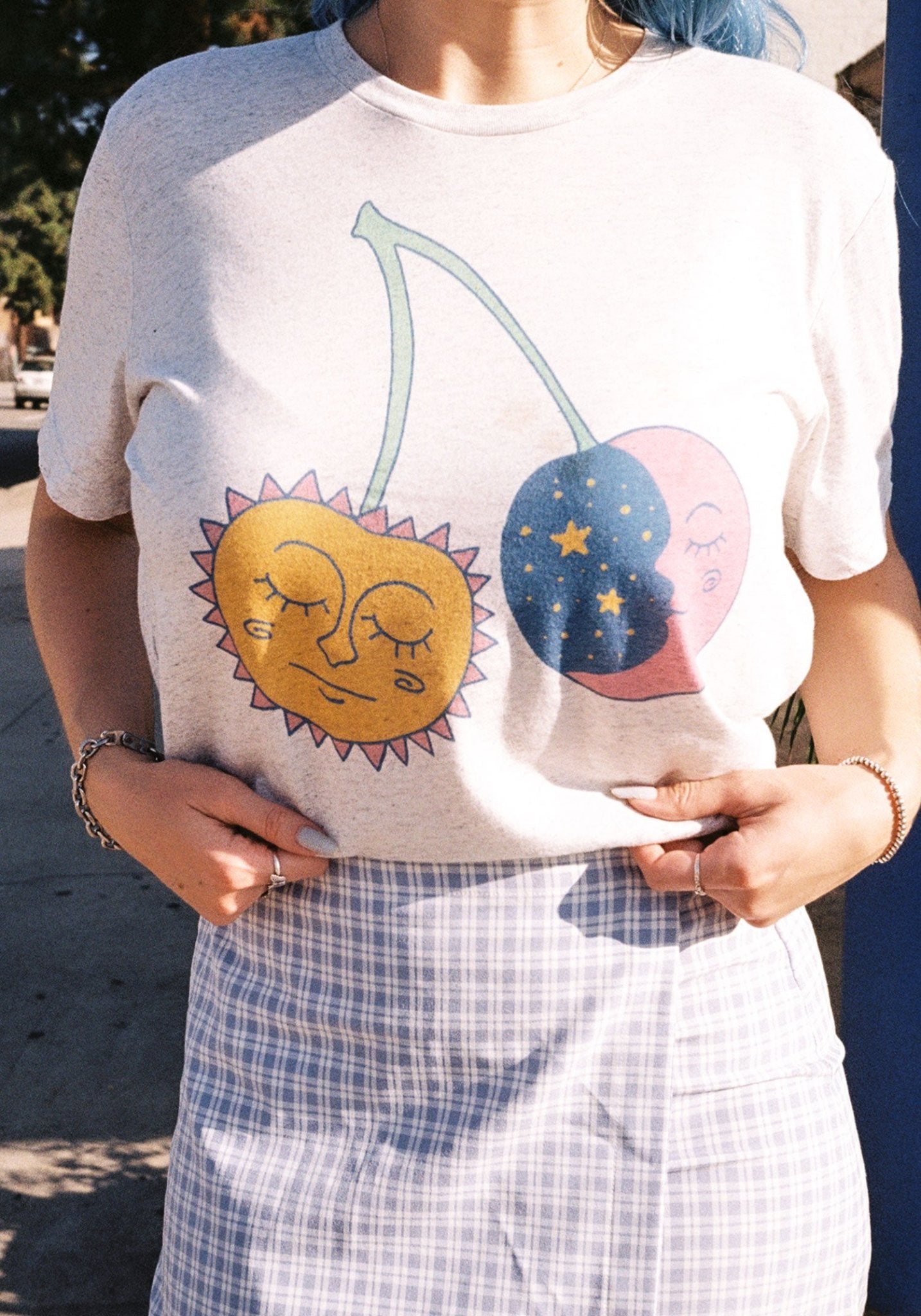 Solar and Lunar Cherries Tee by kaeraz cherry cherry bomb crescent moon