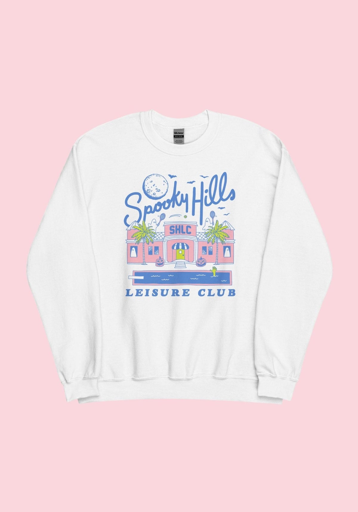 Spooky Hills Leisure Club Sweatshirt by kaeraz bats beverly hills full moon
