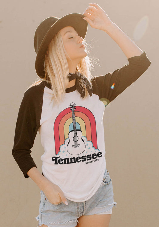 Tennessee Rainbow Raglan Tee by kaeraz 70s acoustic clouds