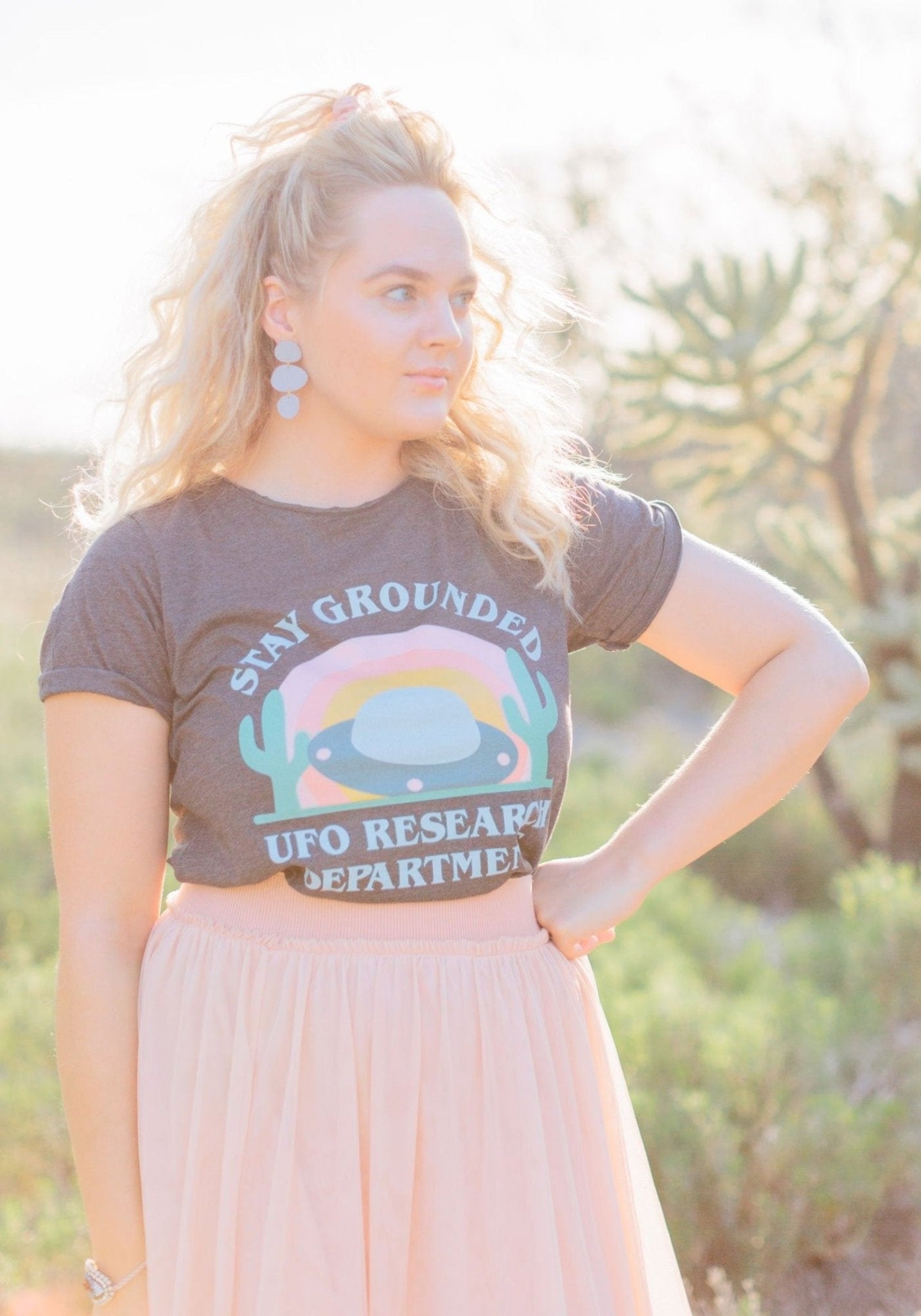 UFO Research Dept Tee by kaeraz alien area 51 cactus